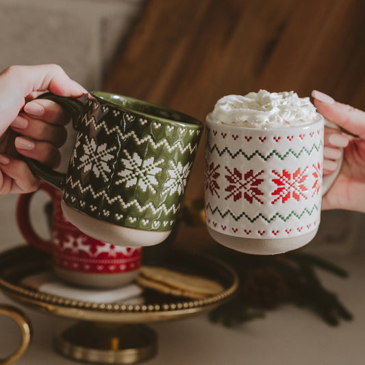 Green Fair Isle Sweater 14 oz Stoneware Coffee Mug