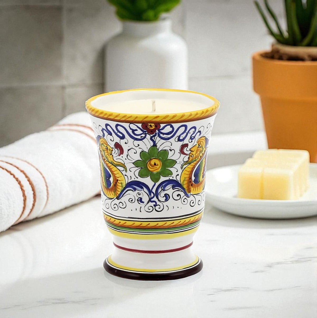 DERUTA CANDLES: Bell Cup Candle ~ Deruta Raffaellesco  Design