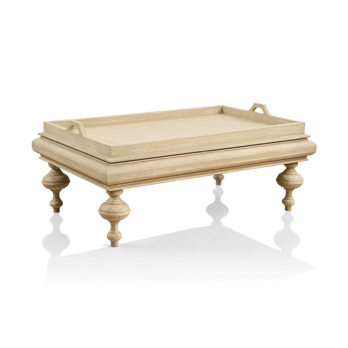 Lara Pine Wood Coffee Table with Tray Top