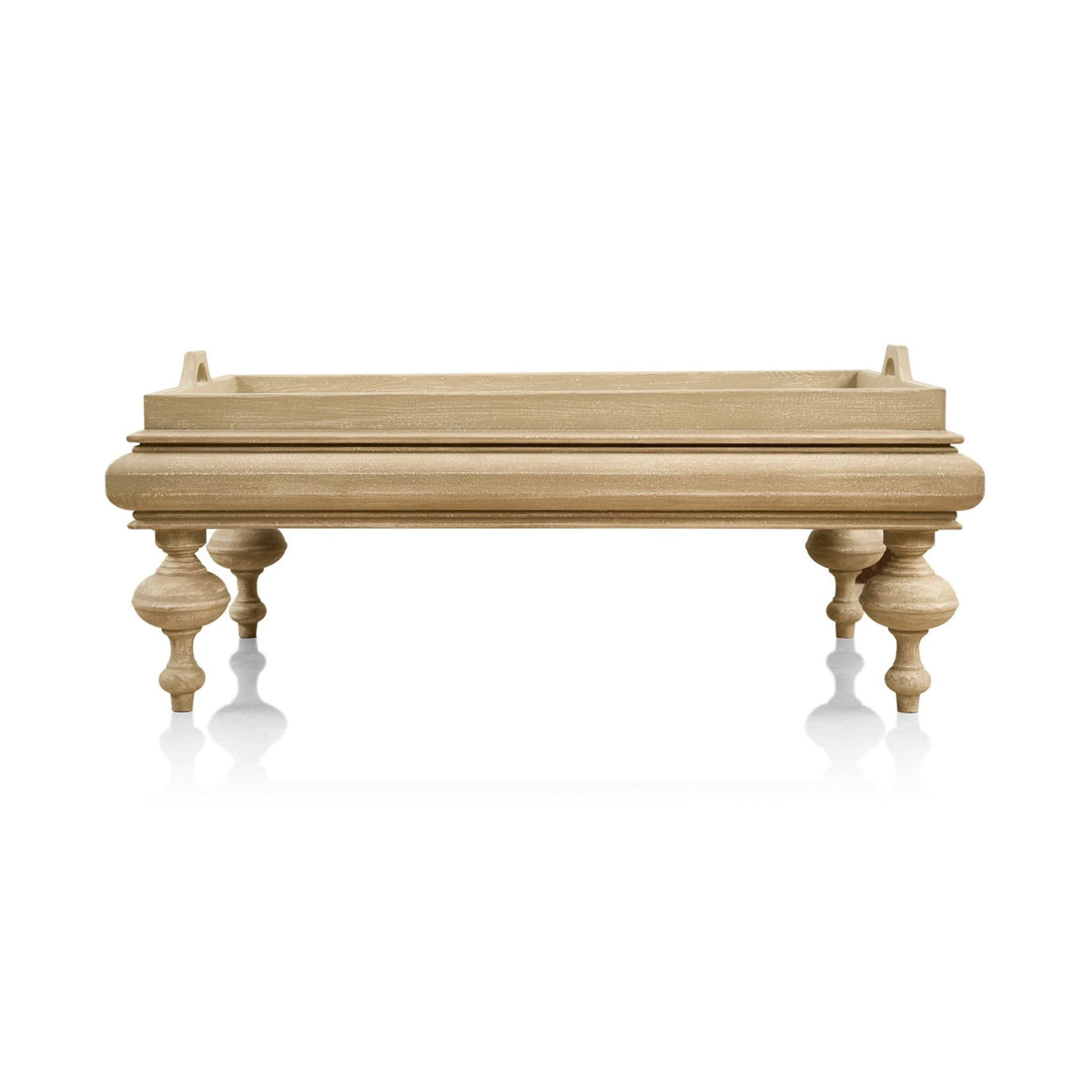 Lara Pine Wood Coffee Table with Tray Top