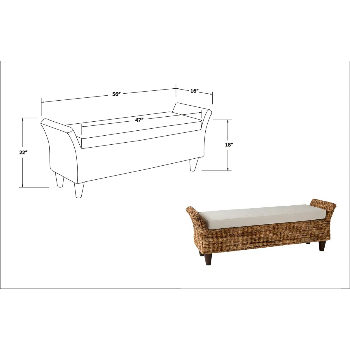 Amalfi Woven Upholstered Bench