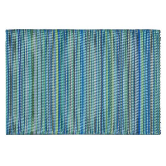 Cancun Turquoise & Moss Green Outdoor Doormat – 24" x 36" Non-Slip, Recycled Plastic