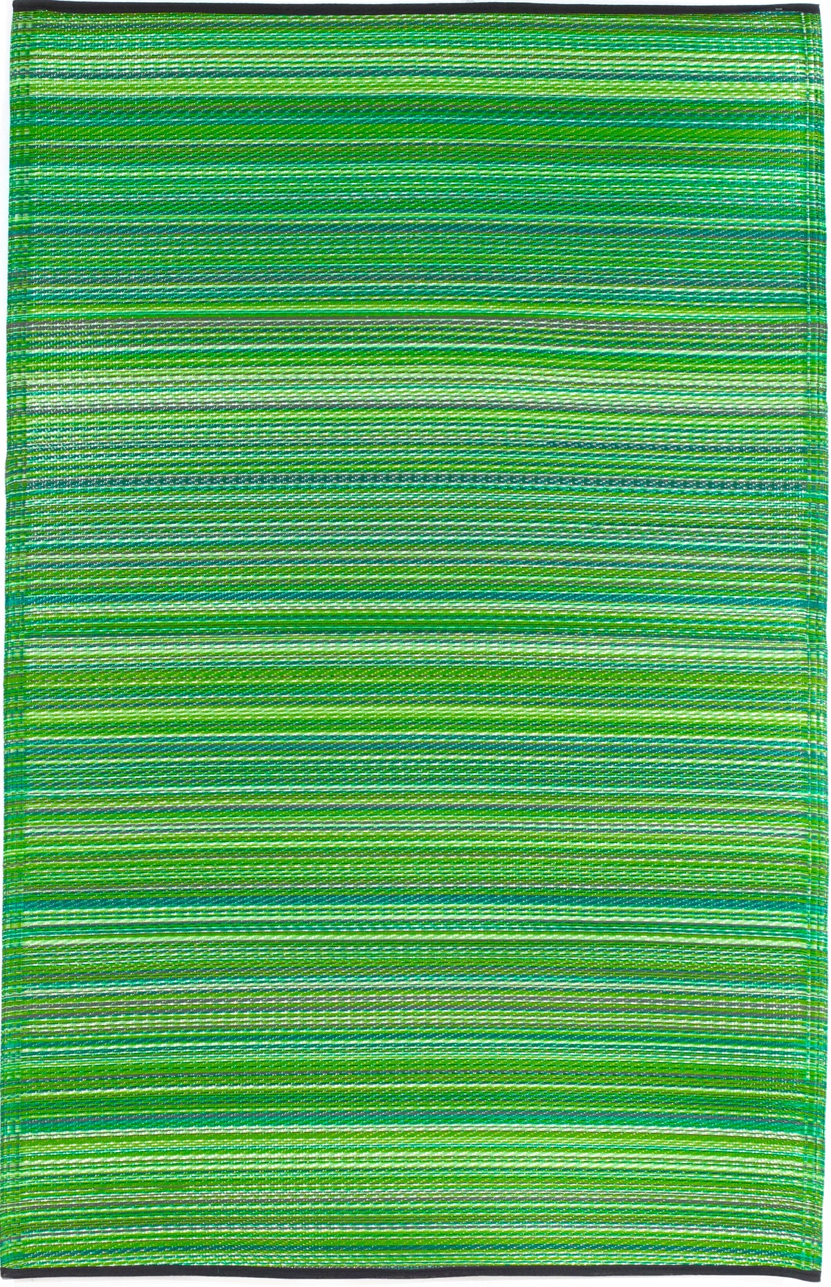 Cancun - Green Striped Outdoor Rug for Patio