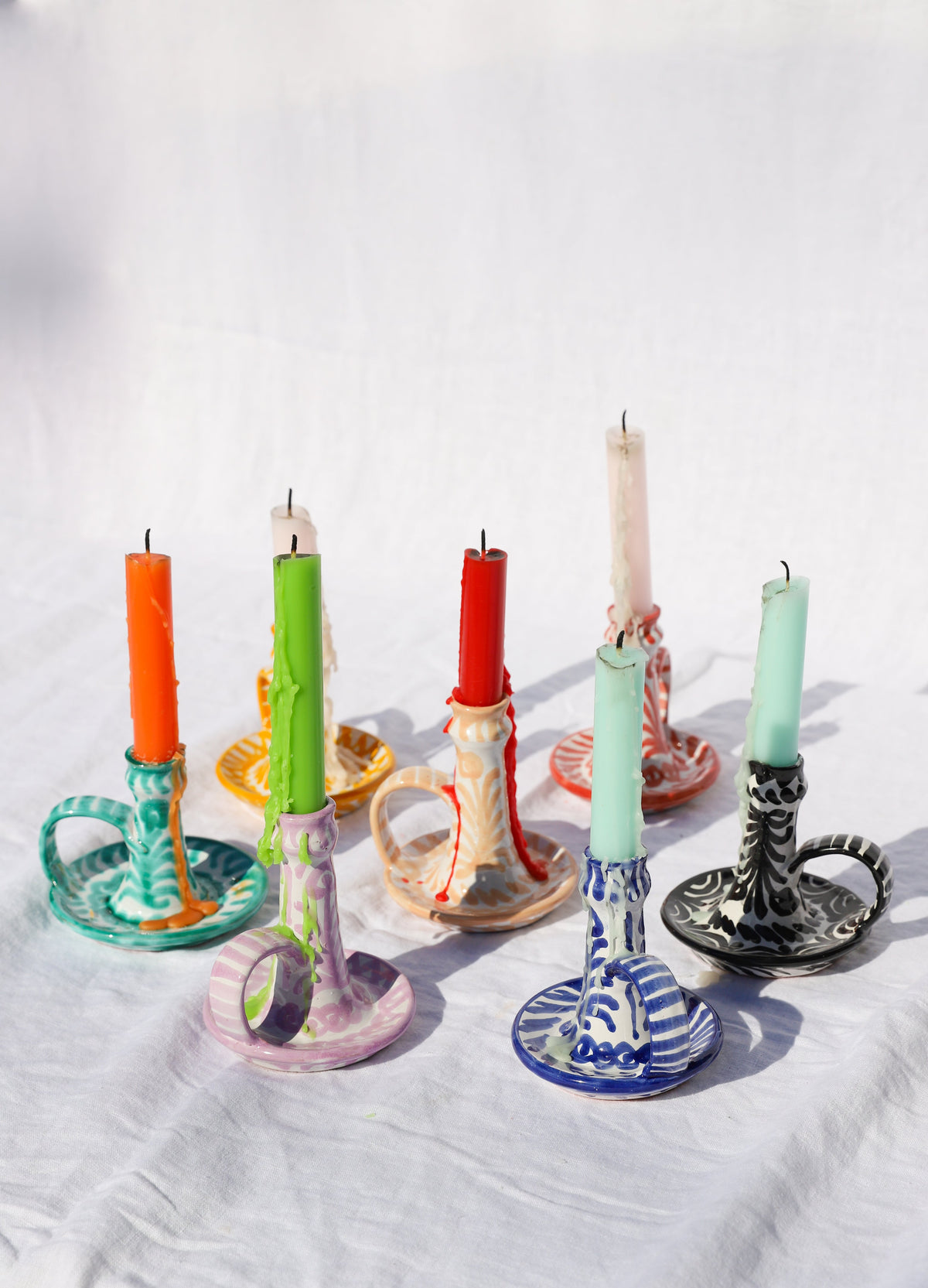Candlestick with hand painted designs