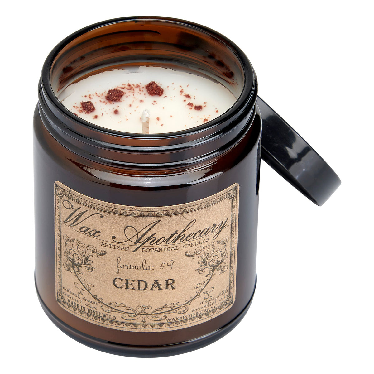 Candela botanica da 6 oz in vasetto di vetro ambrato - Cedro