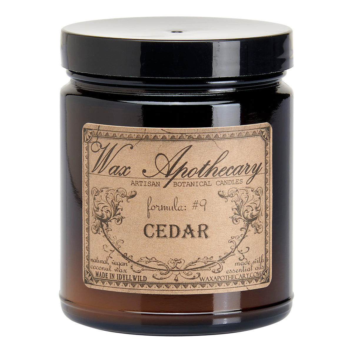 Candela botanica da 6 oz in vasetto di vetro ambrato - Cedro