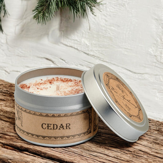 Candela botanica al cedro in barattolo da viaggio
