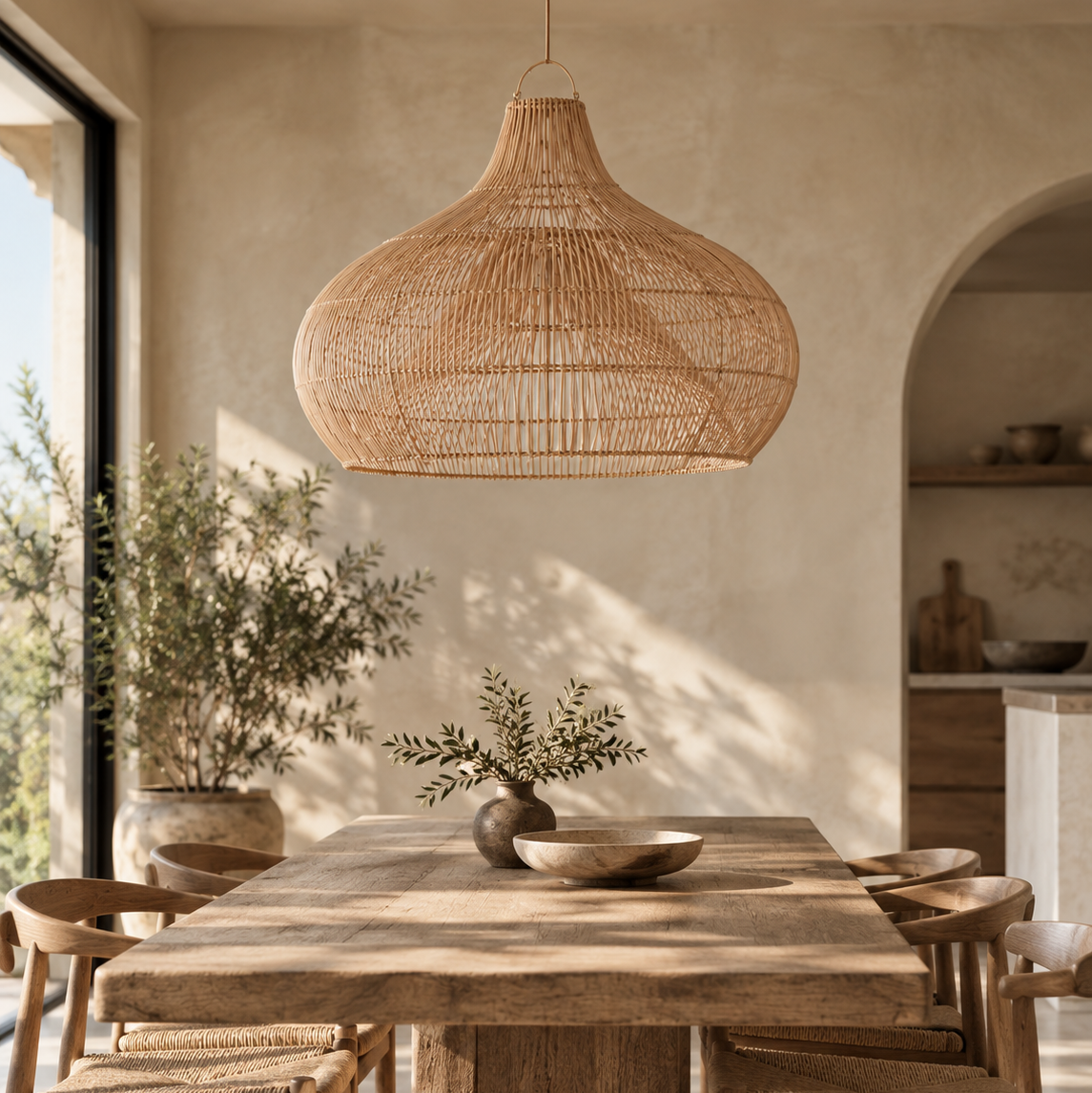 Arlo Handwoven Rattan Pendant Lampshade – Natural
