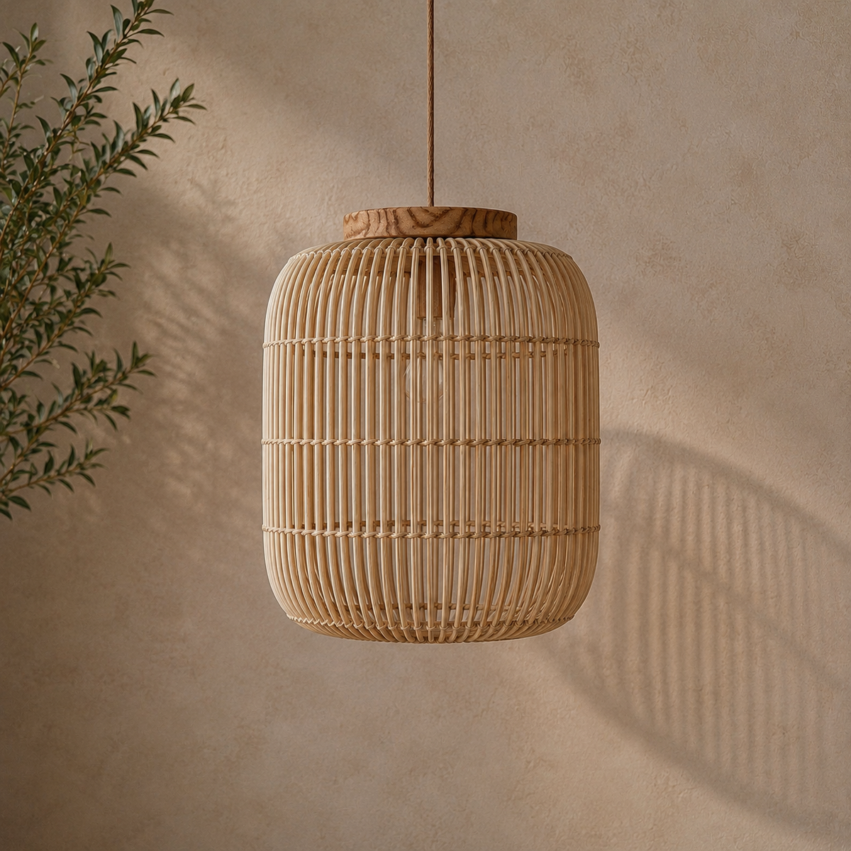 Handwoven Rattan & Wood Nuella Pendant Light