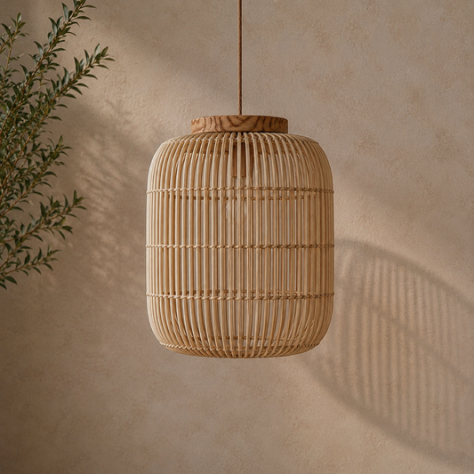 Handwoven Rattan & Wood Nuella Pendant Light