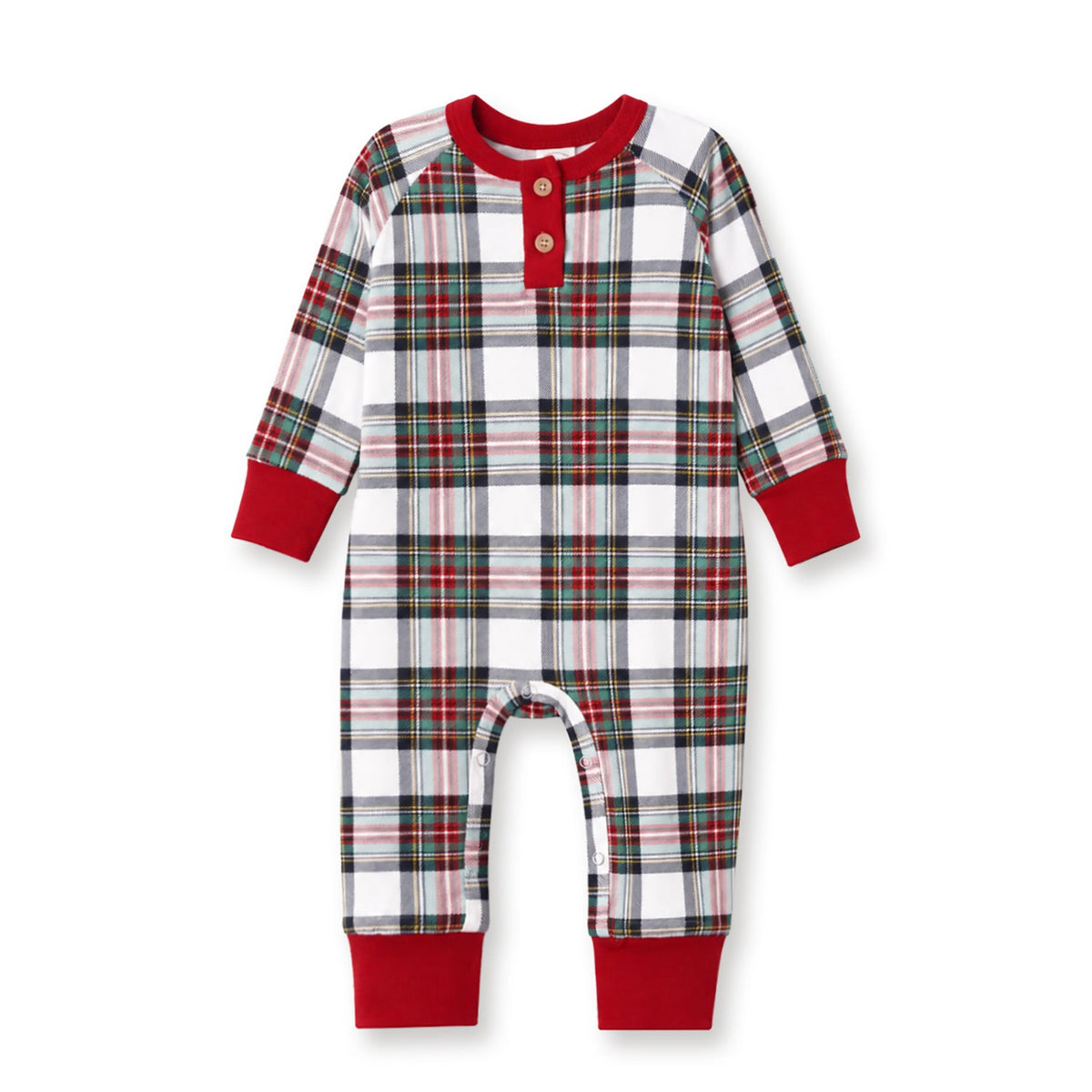 Baby Christmas Plaid Henley Bamboo Romper