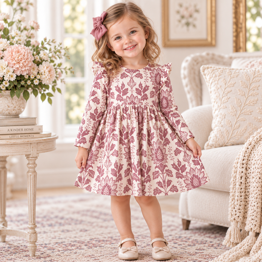 Robe virevoltante à motif floral – Bébé fille en bambou