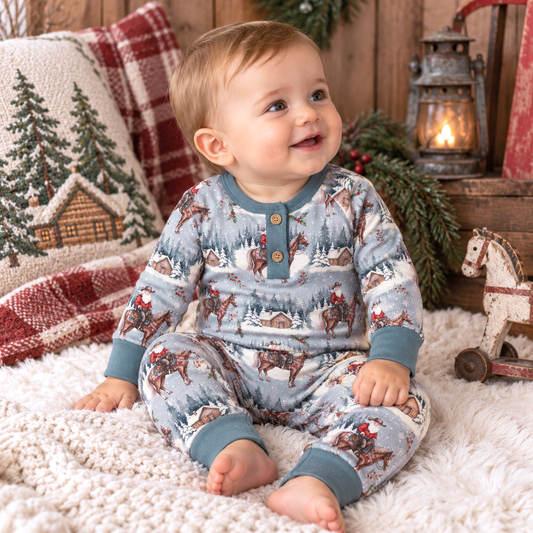 Barboteuse Henley de Noël Cowboy - Vêtements pour bébé en bambou