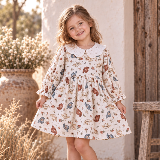 Robe western Larkspur Prairie en lin avec col à œillets