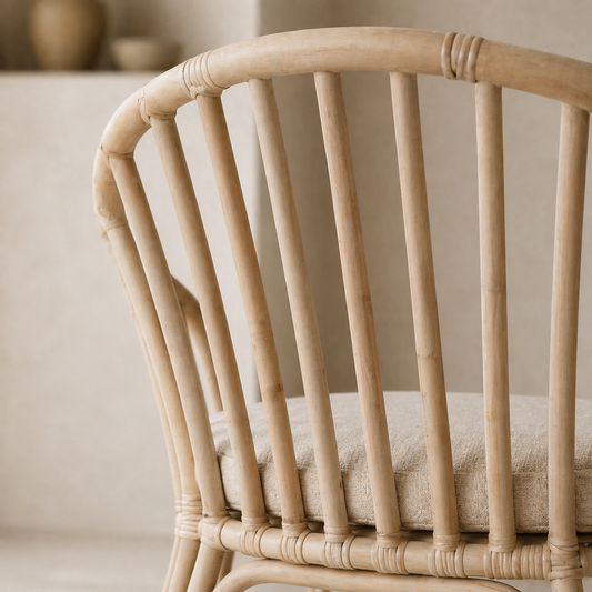 Perla Curved Rattan Occasional Chair – Natural Lounge Chair with Cushion