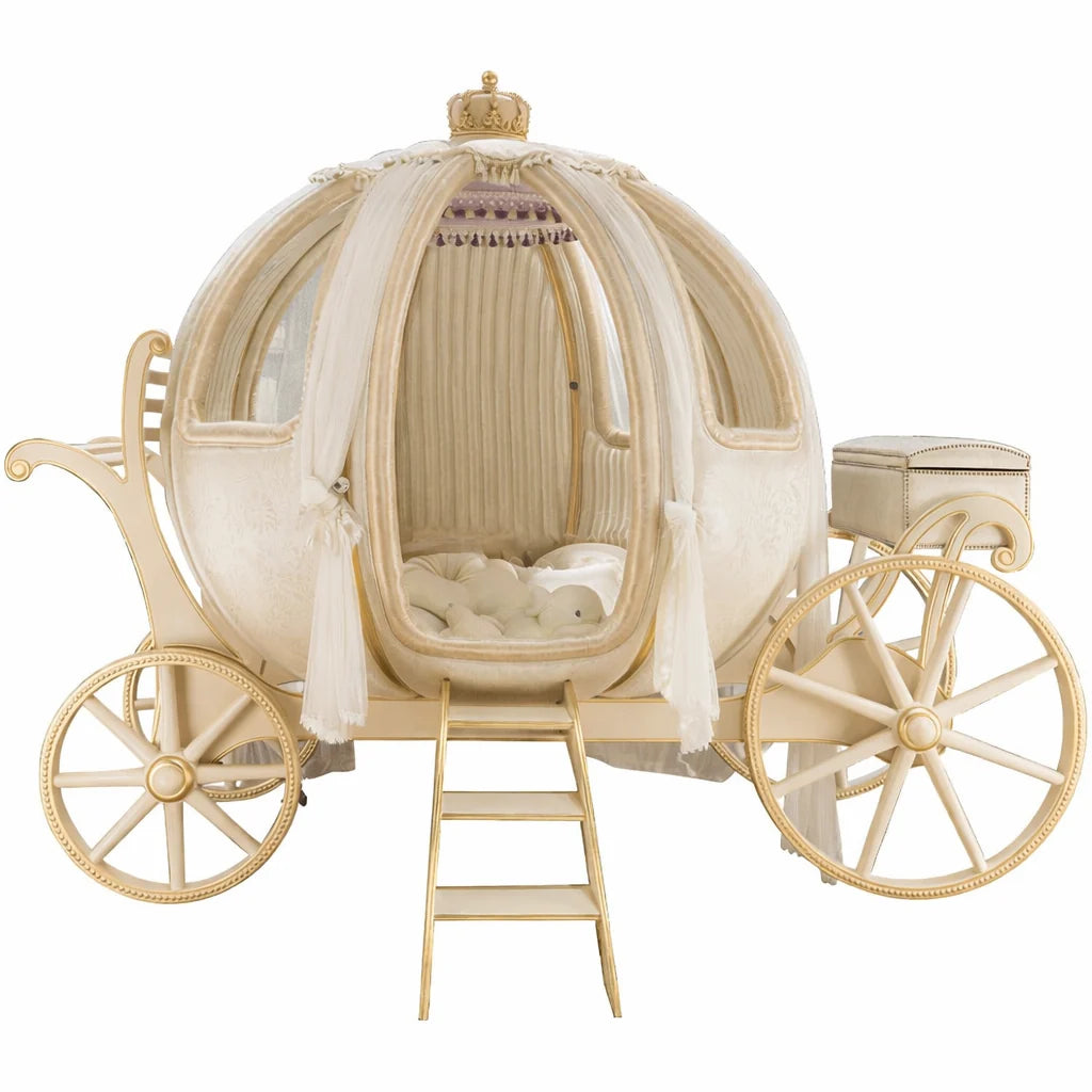 Cinderella-Inspired Pumpkin Coach Bed – Handcrafted European Luxury