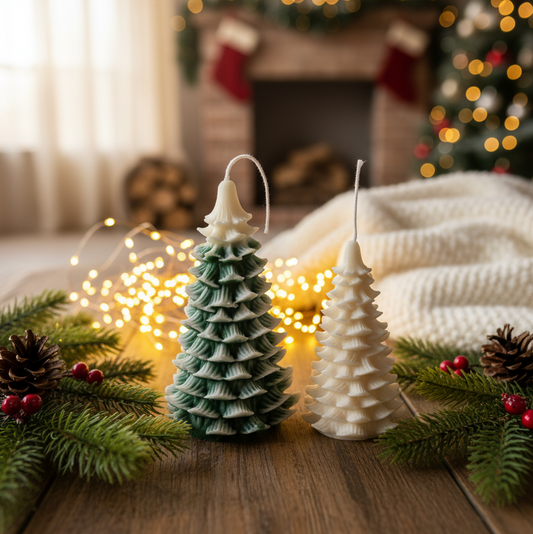 Candela Albero di Natale | Decorazione natalizia scultorea in cera di soia