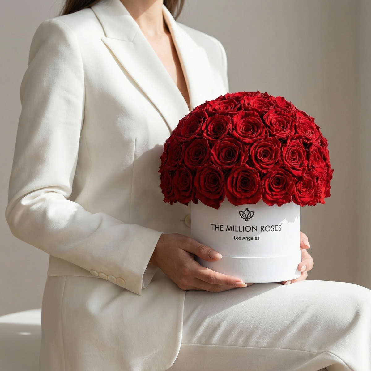 Scatola Superdome Bianca Classica | Rose Rosse