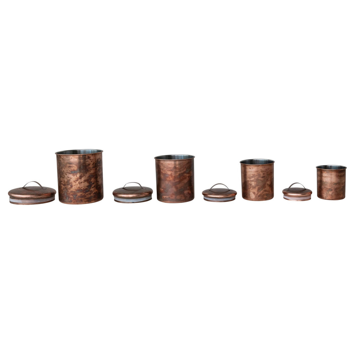 Oxidized Copper Stainless Steel Canisters – Set of 4