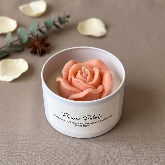 Candela alla rosa in vasetto