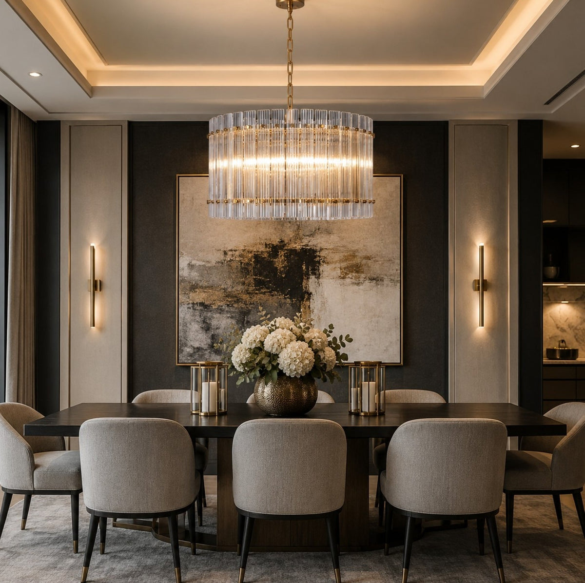 Crystal Drum Chandelier Large
