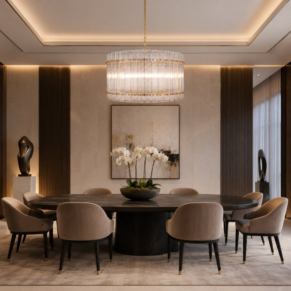Crystal Drum Chandelier Large