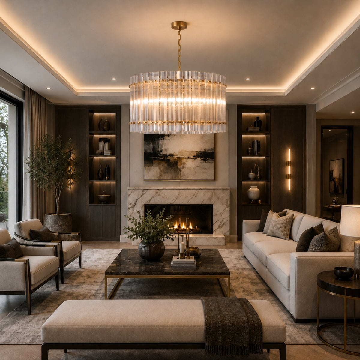 Crystal Drum Chandelier Large
