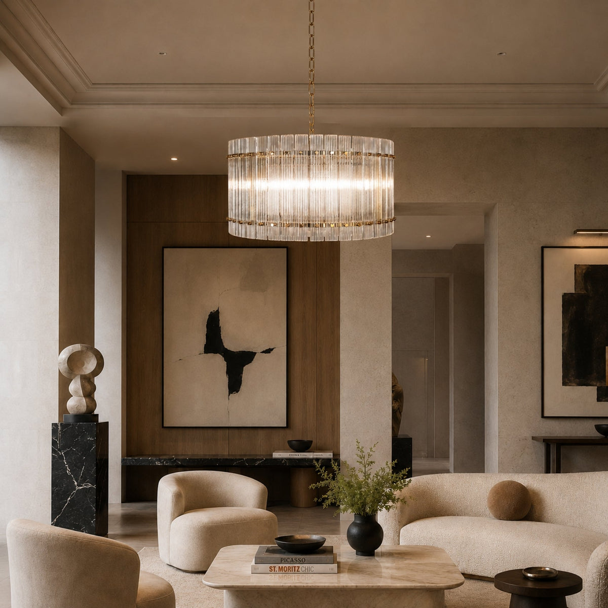 Crystal Drum Chandelier Large