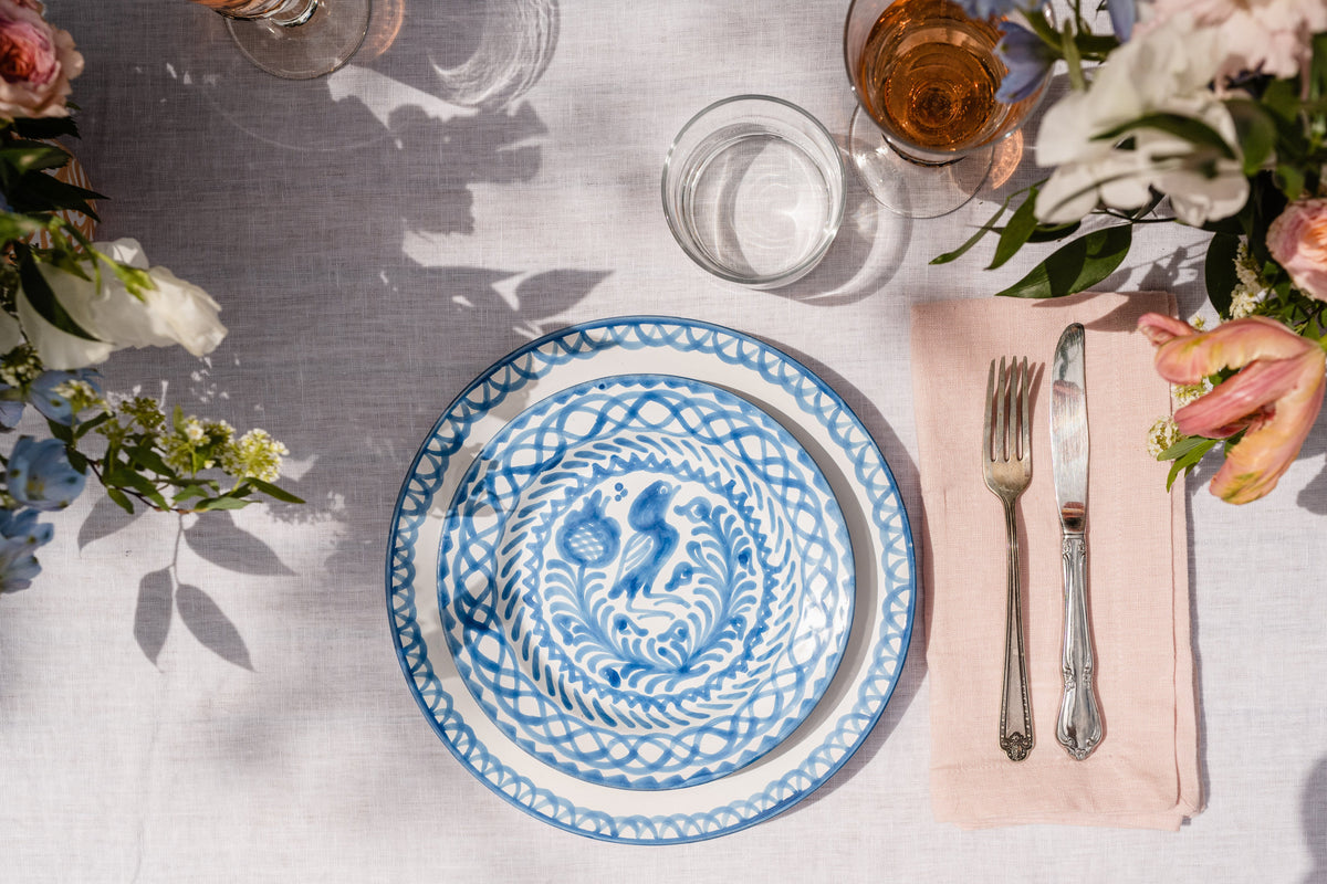 Salad plate with hand painted designs