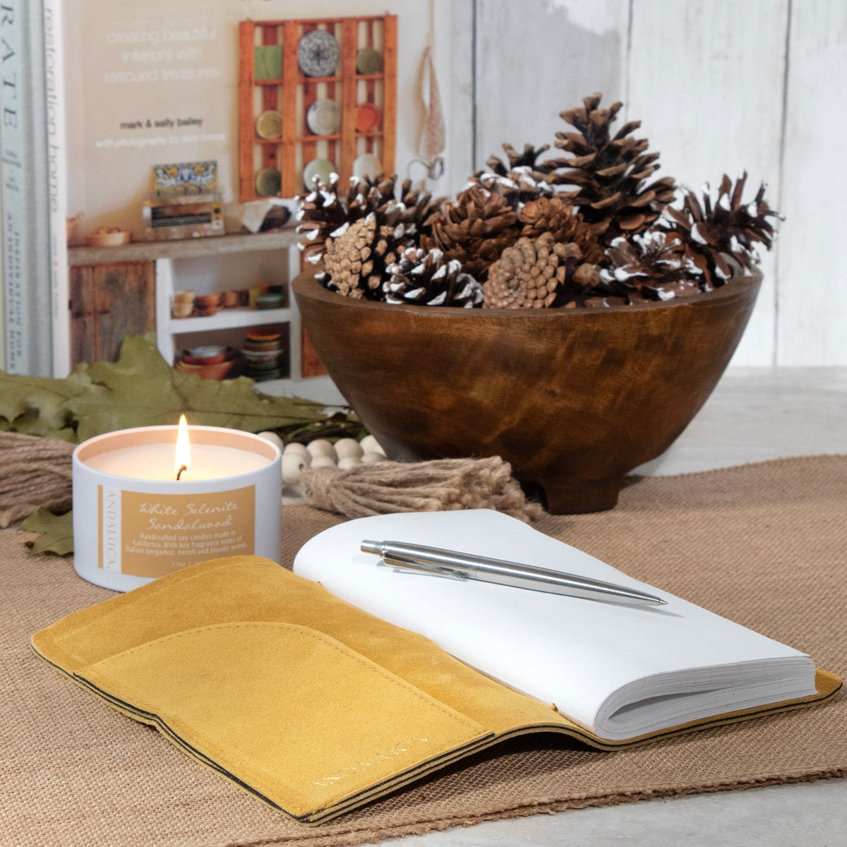 Dijon Yellow Suede Journal W/ Organic Cotton Paper:  Small