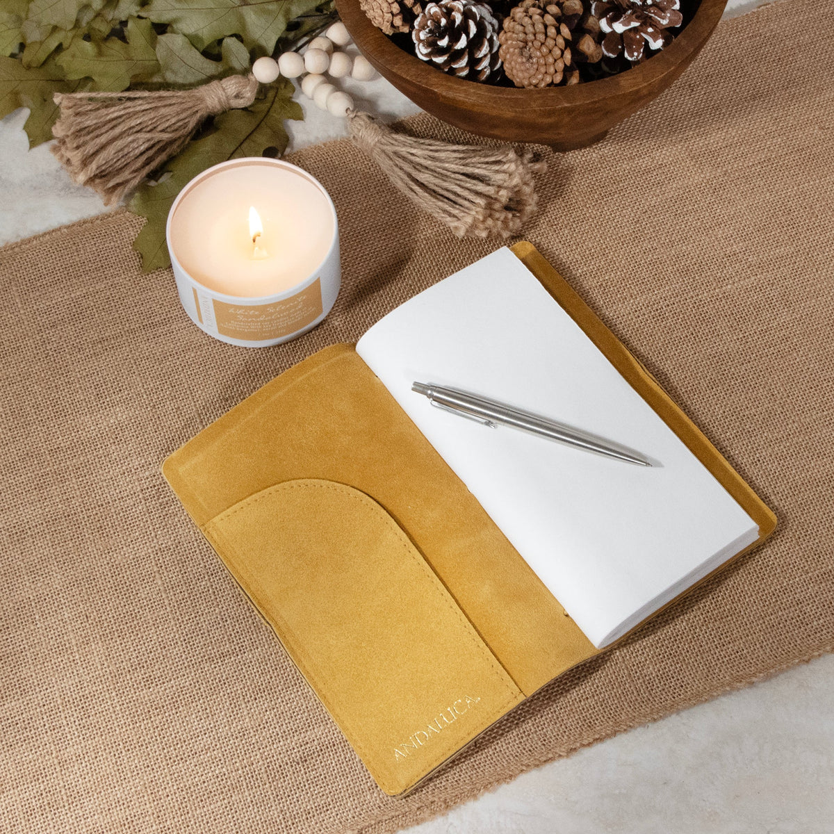Dijon Yellow Suede Journal W/ Organic Cotton Paper:  Small