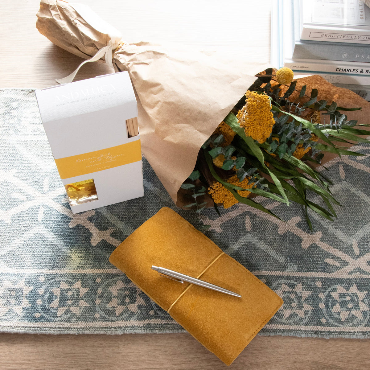 Dijon Yellow Suede Journal W/ Organic Cotton Paper:  Small