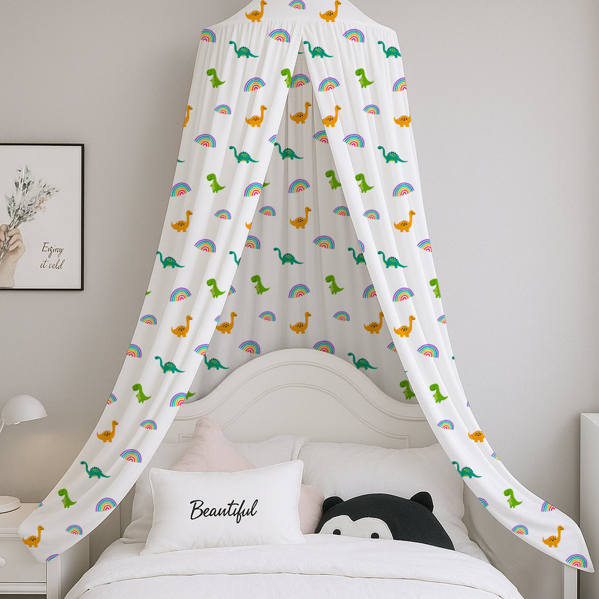 Dinosaur & Rainbow Printed Canopy