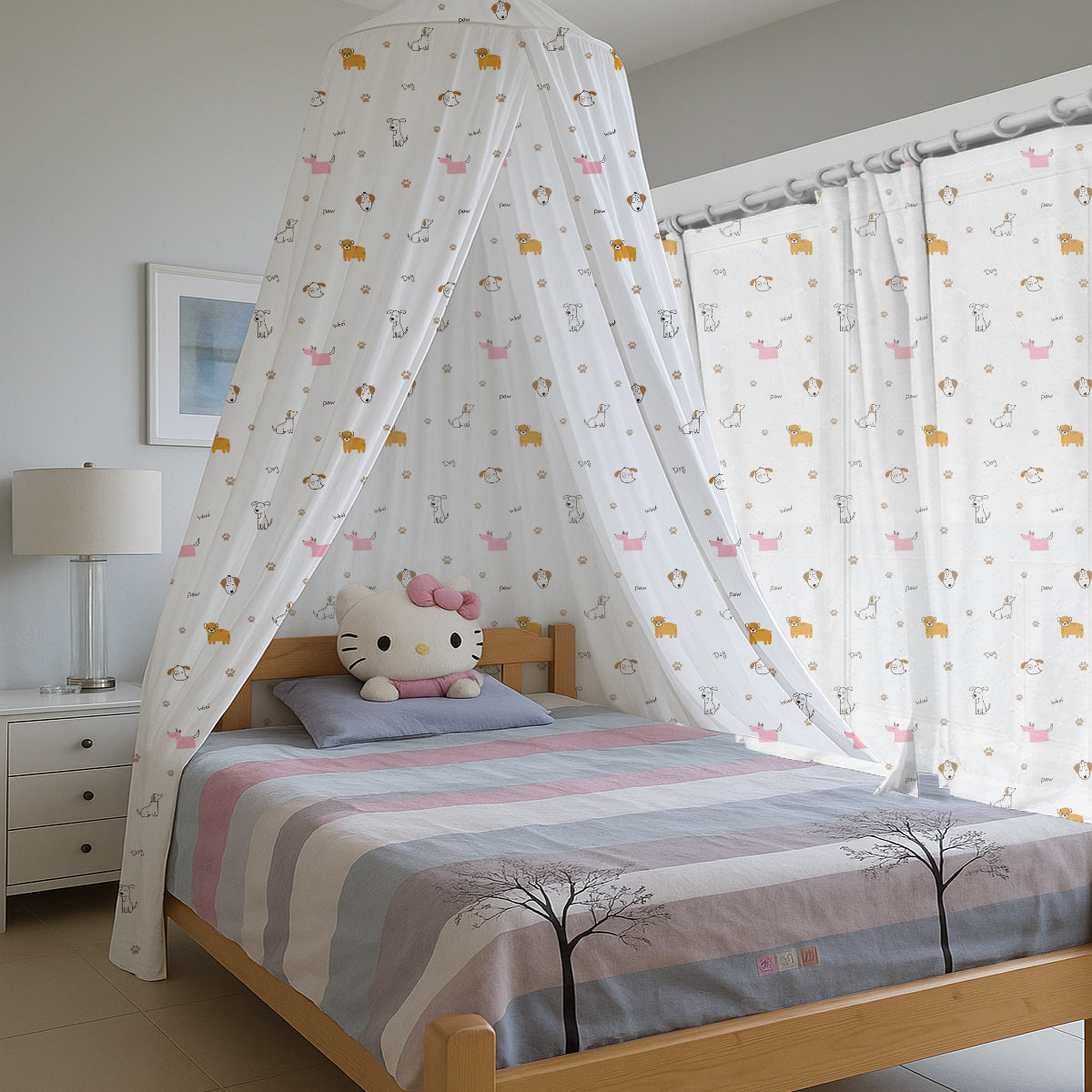 Dog Paw Woof Printed Canopy