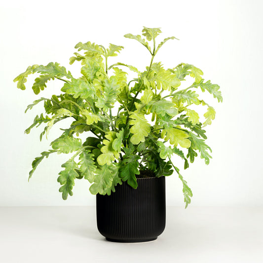 Real-touch artificial plant in modern black planter - 19"