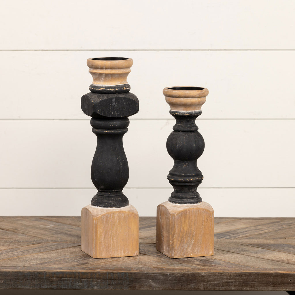 Everyday E226321 Painted Pillar Candle Stand Wood 41.9 cm Black