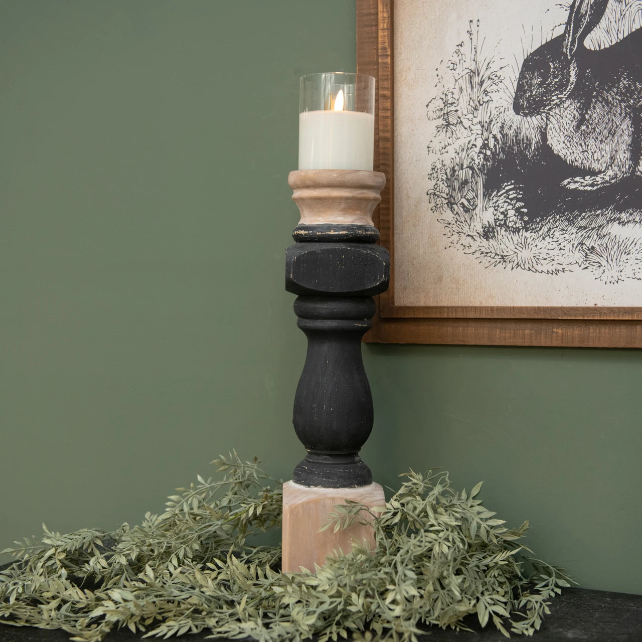 Everyday E226321 Painted Pillar Candle Stand Wood 41.9 cm Black