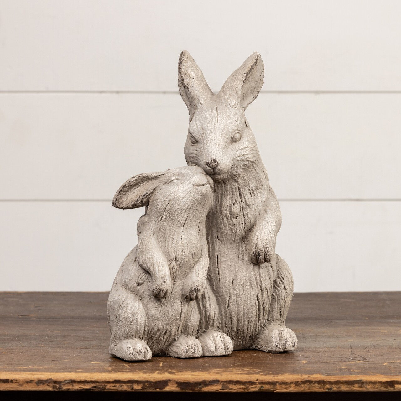 Snuggling Bunnies Statue Outdoor Plaster Garden Sculpture