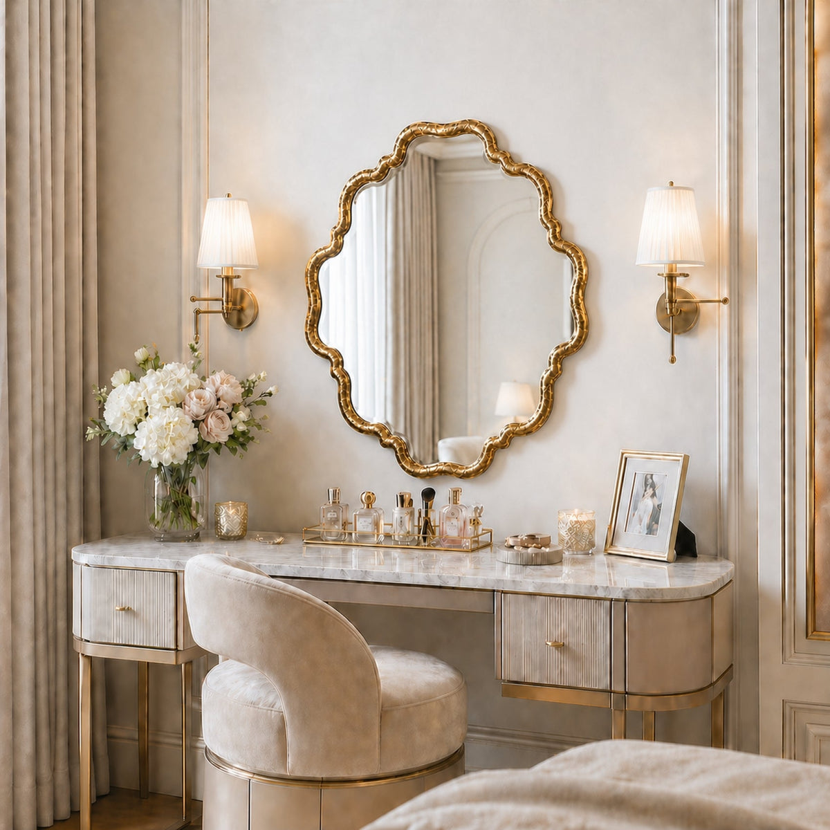 Carel Scalloped Metal Wall Mirror 26.75 in