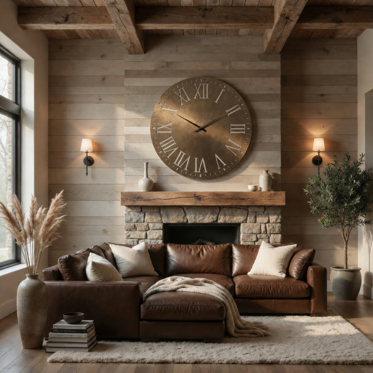 Oversized Roman Numeral Metal Wall Clock 48.25 in
