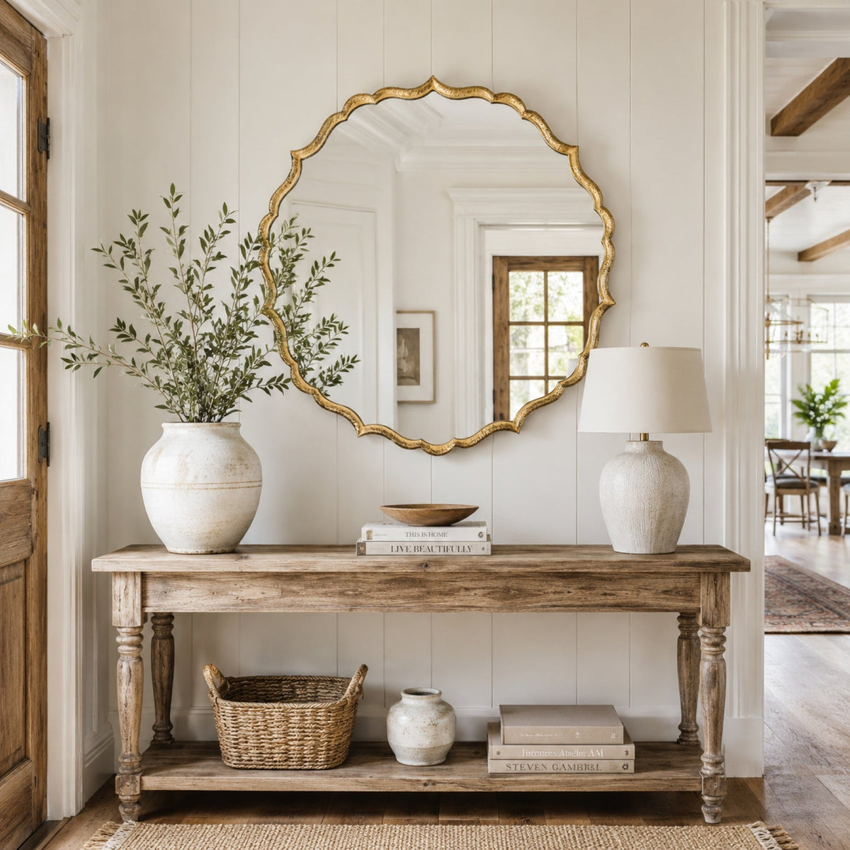Cecile Scalloped Round Wall Mirror 43.5 in