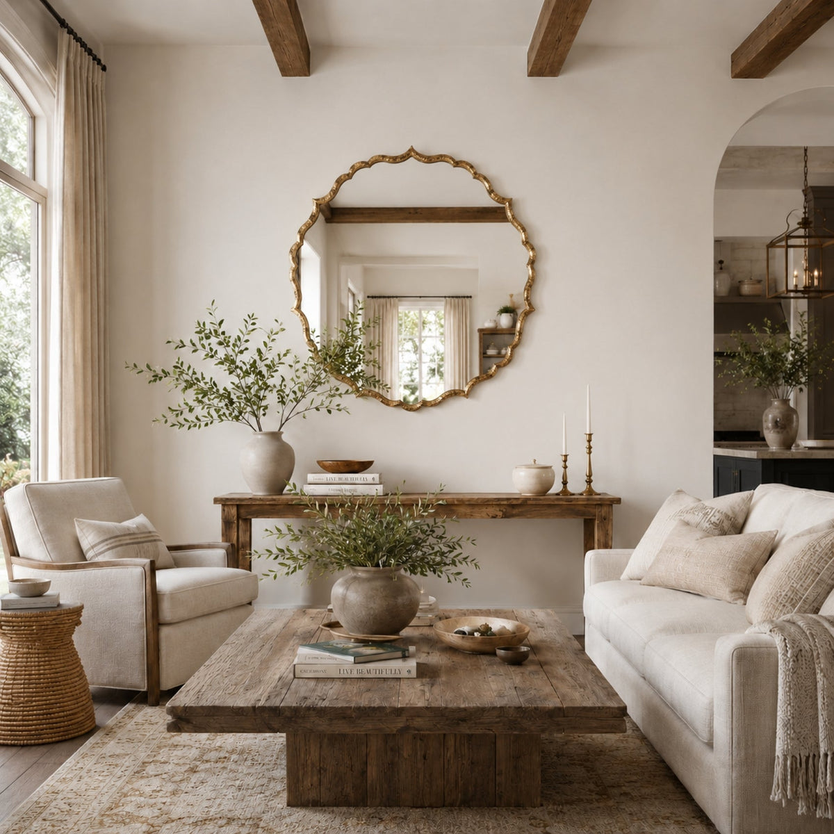 Cecile Scalloped Round Wall Mirror 43.5 in