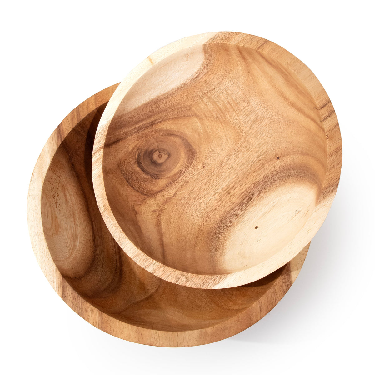 Extra Large Set of 2 Round Teak Bowls