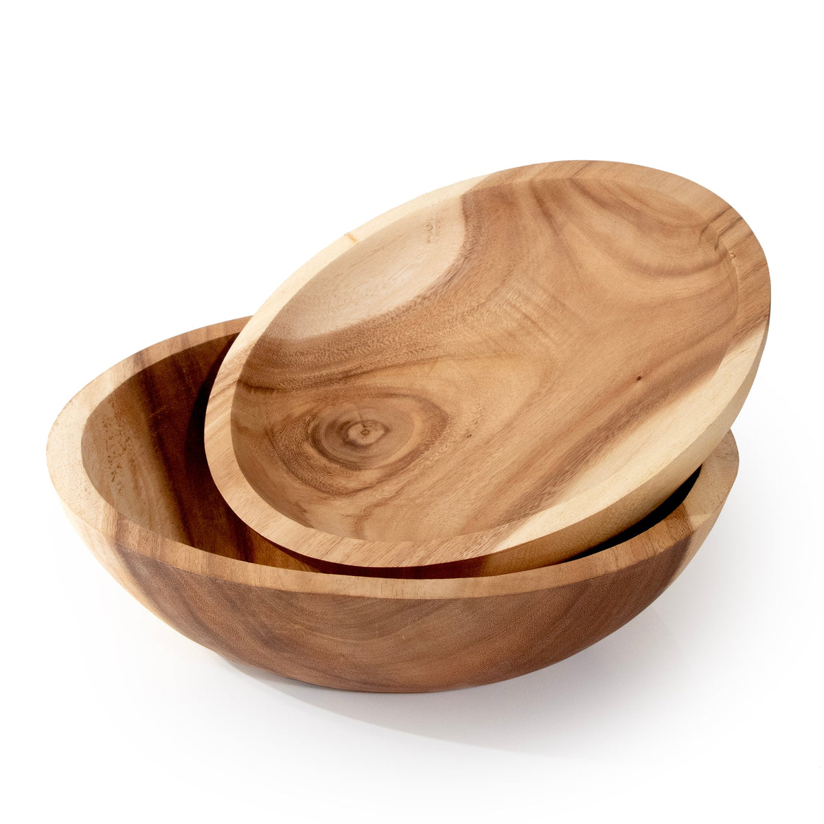 Extra Large Set of 2 Round Teak Bowls