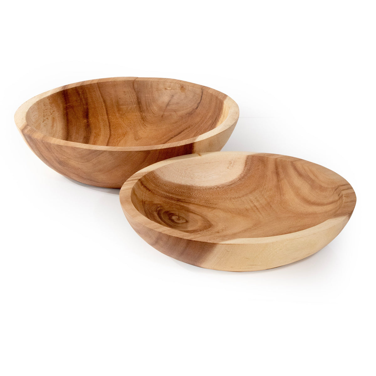 Extra Large Set of 2 Round Teak Bowls