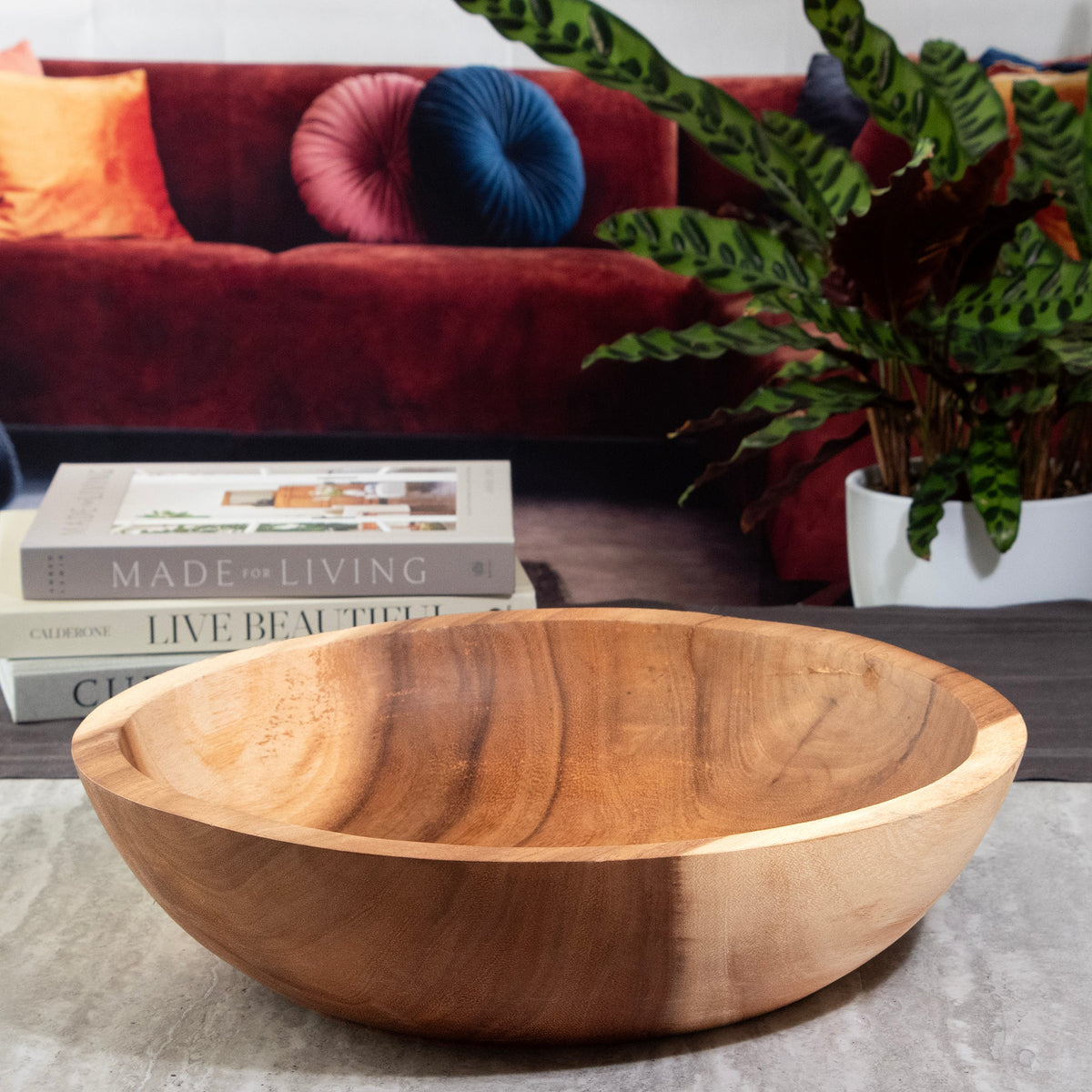 Extra Large Set of 2 Round Teak Bowls