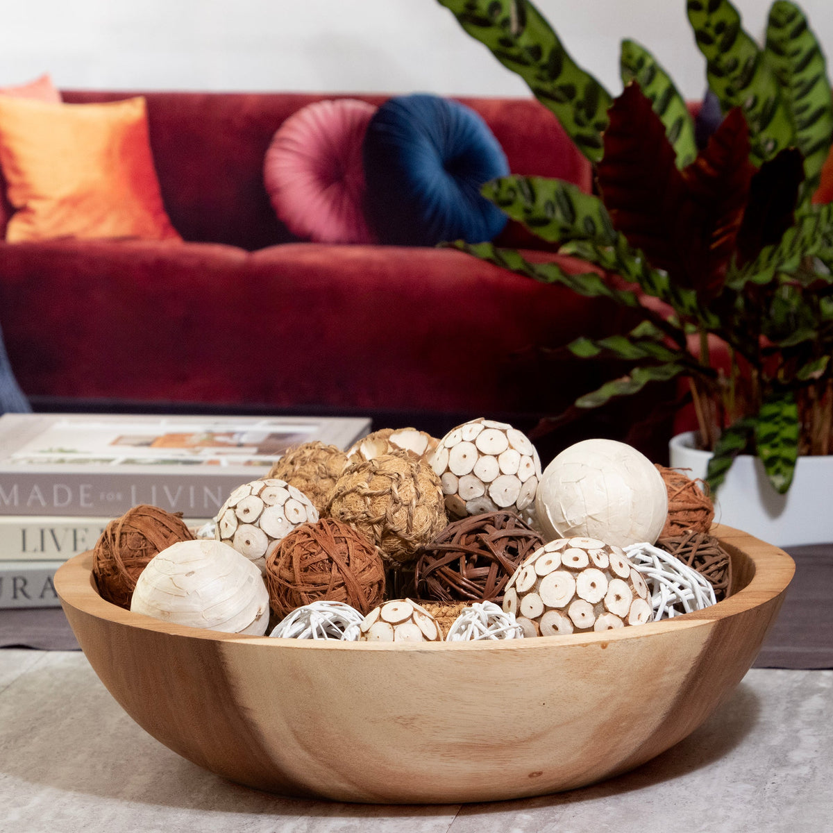 Extra Large Set of 2 Round Teak Bowls