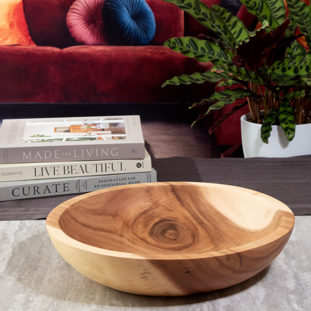 Extra Large Set of 2 Round Teak Bowls