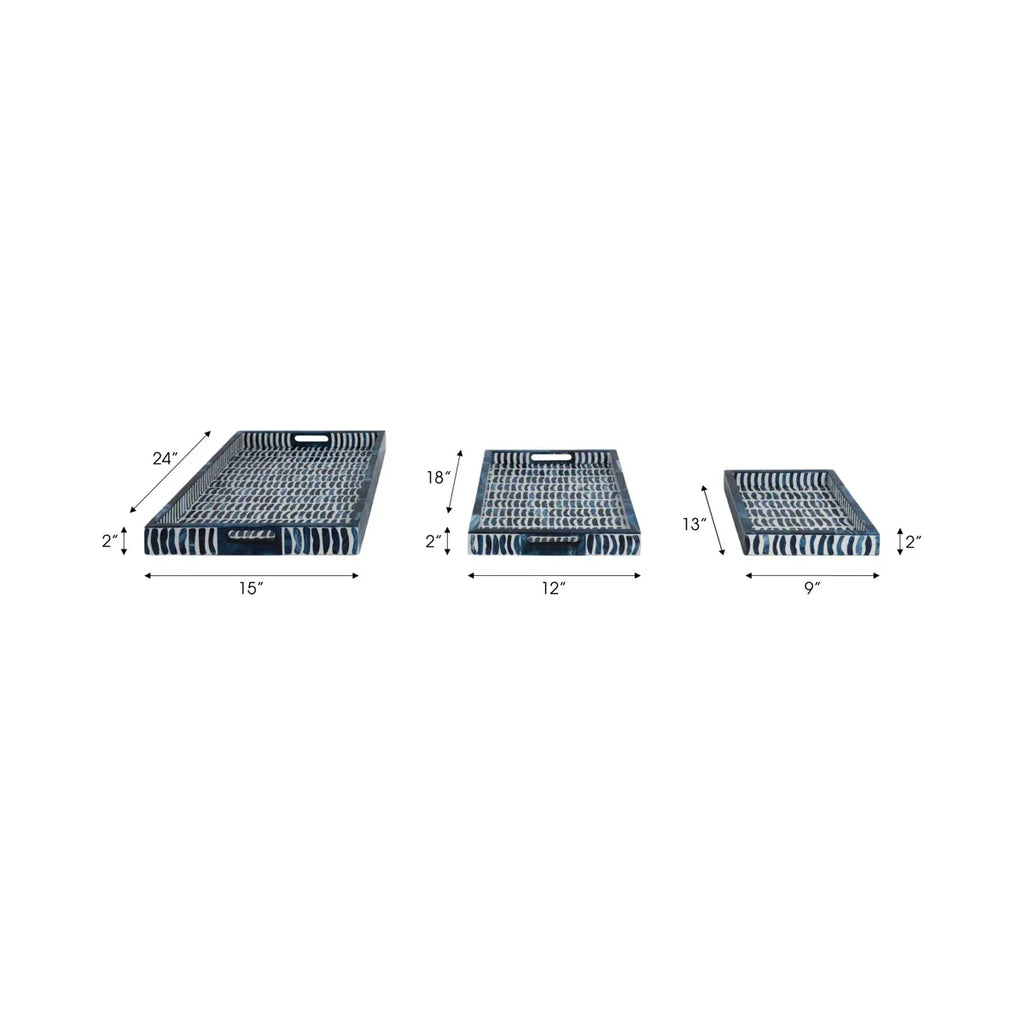 Mediterranean Blue Accent Tray Collection – Set of 3