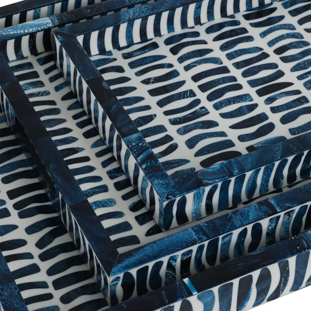Mediterranean Blue Accent Tray Collection – Set of 3